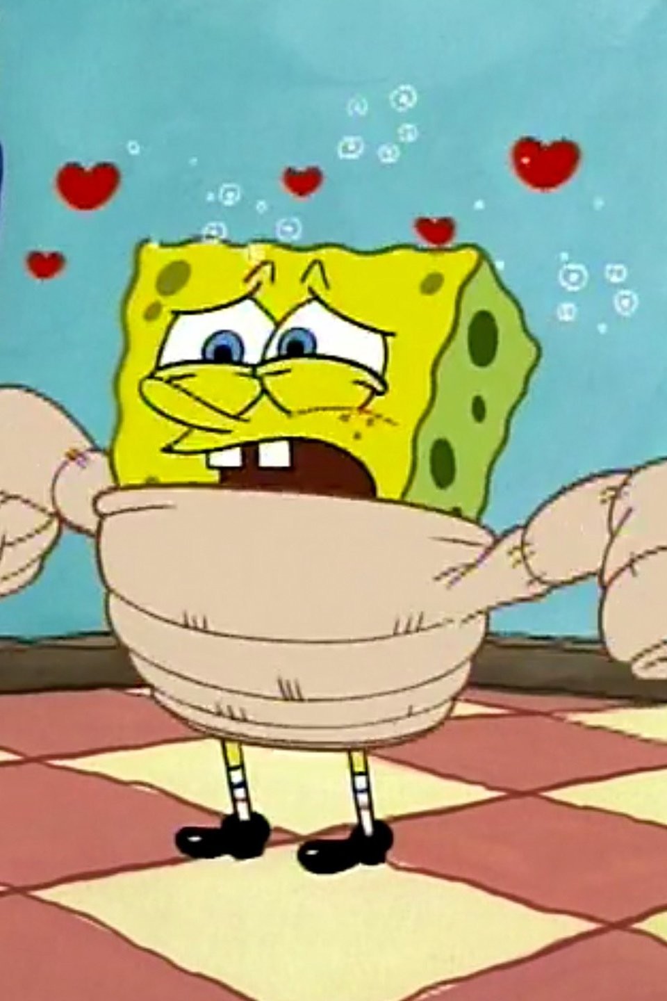 spongebob wearing sweater